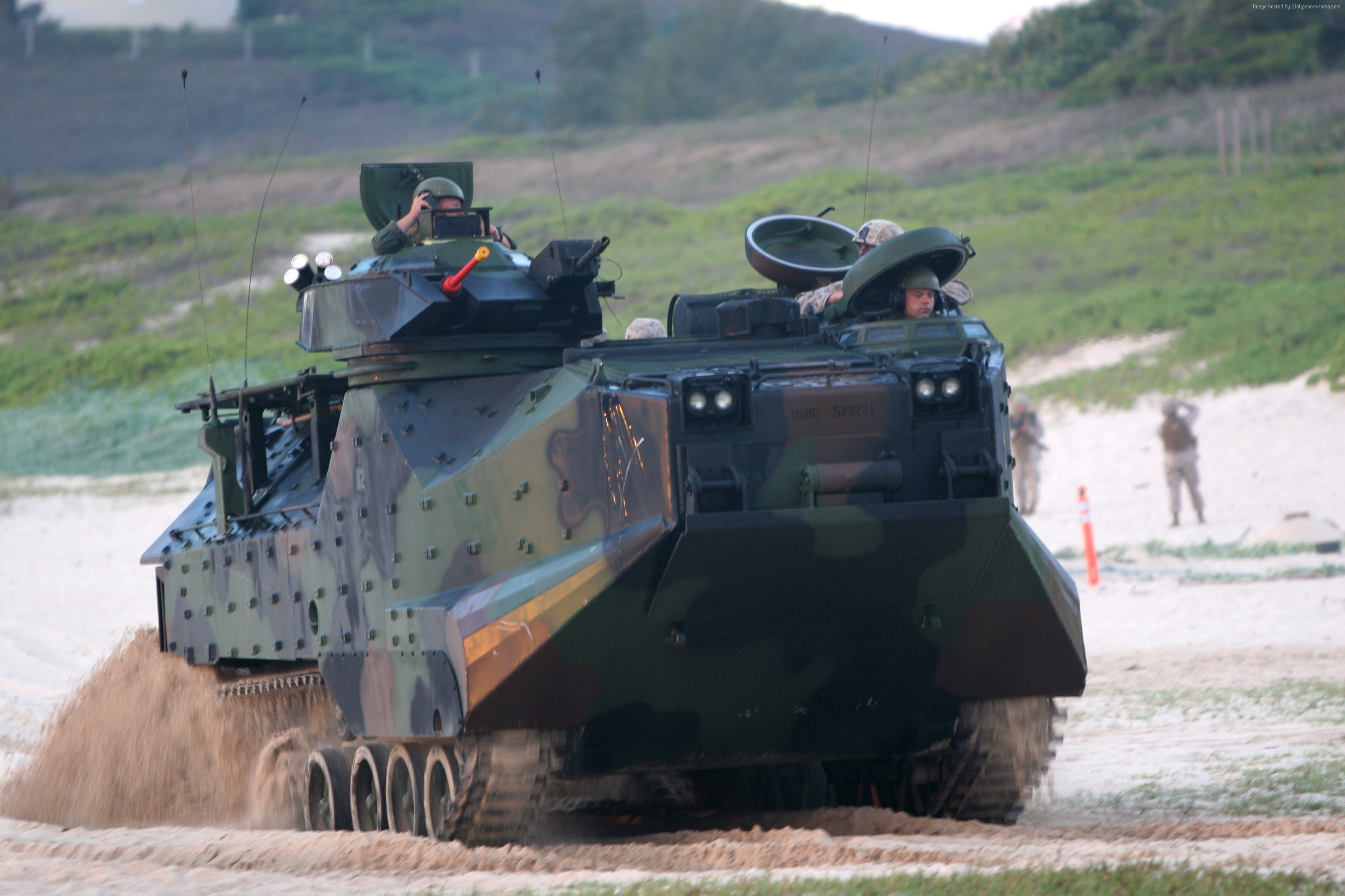 Amphibious Assault Vehicle on a Beach HD Wallpaper