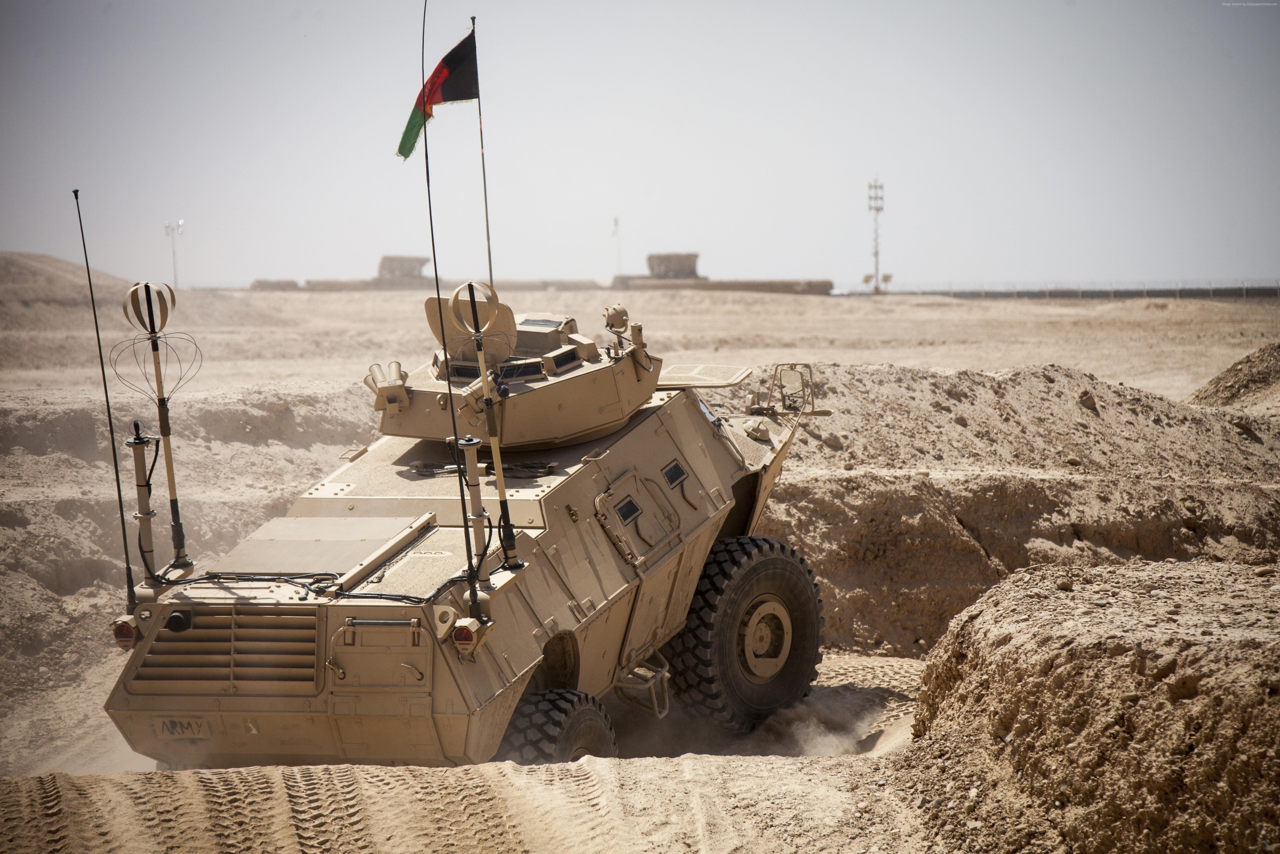 M1117 Armored Security Vehicle with Afghan Flag in Desert HD Wallpaper