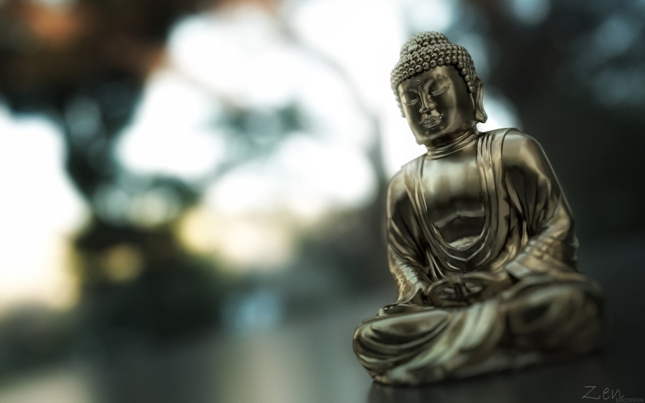 Golden Buddha sculpture in meditation pose HD Wallpaper