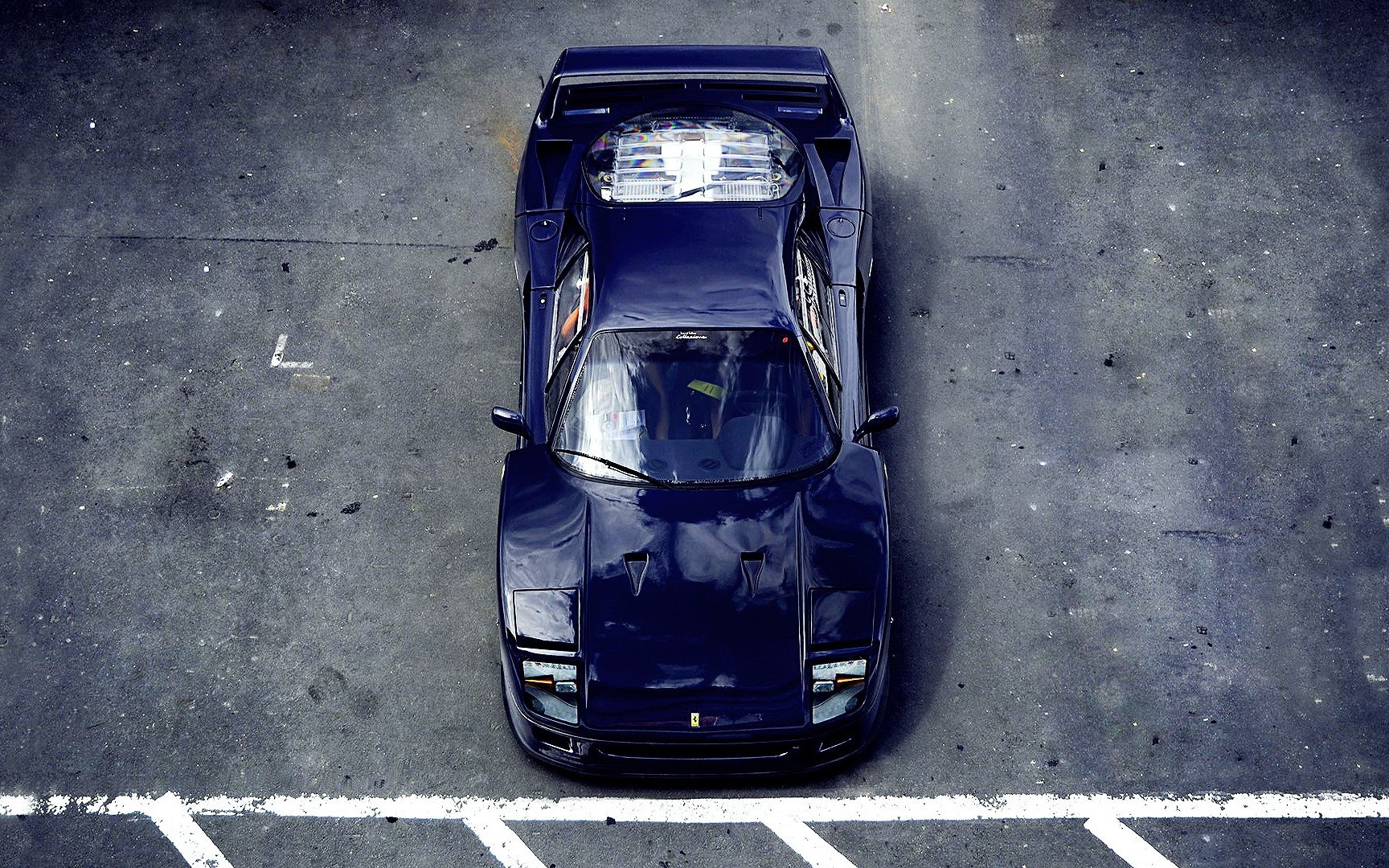 Dark Blue Ferrari F40 Sports Car HD Wallpaper