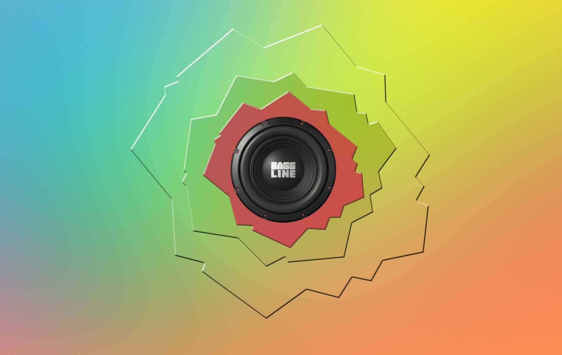 Speaker with concentric rings on a gradient background HD Wallpaper