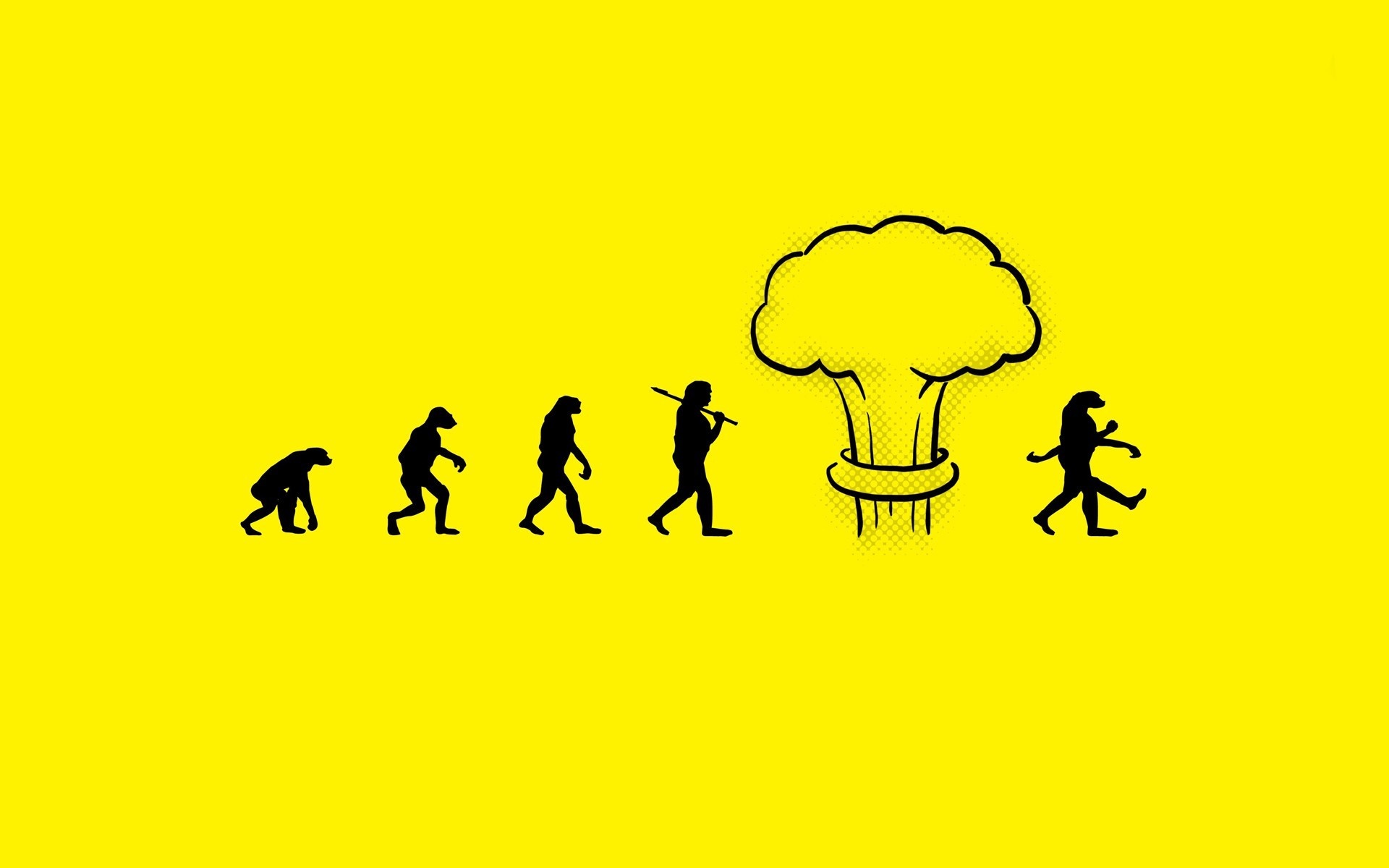Evolution of Man to Nuclear Apocalypse HD Wallpaper