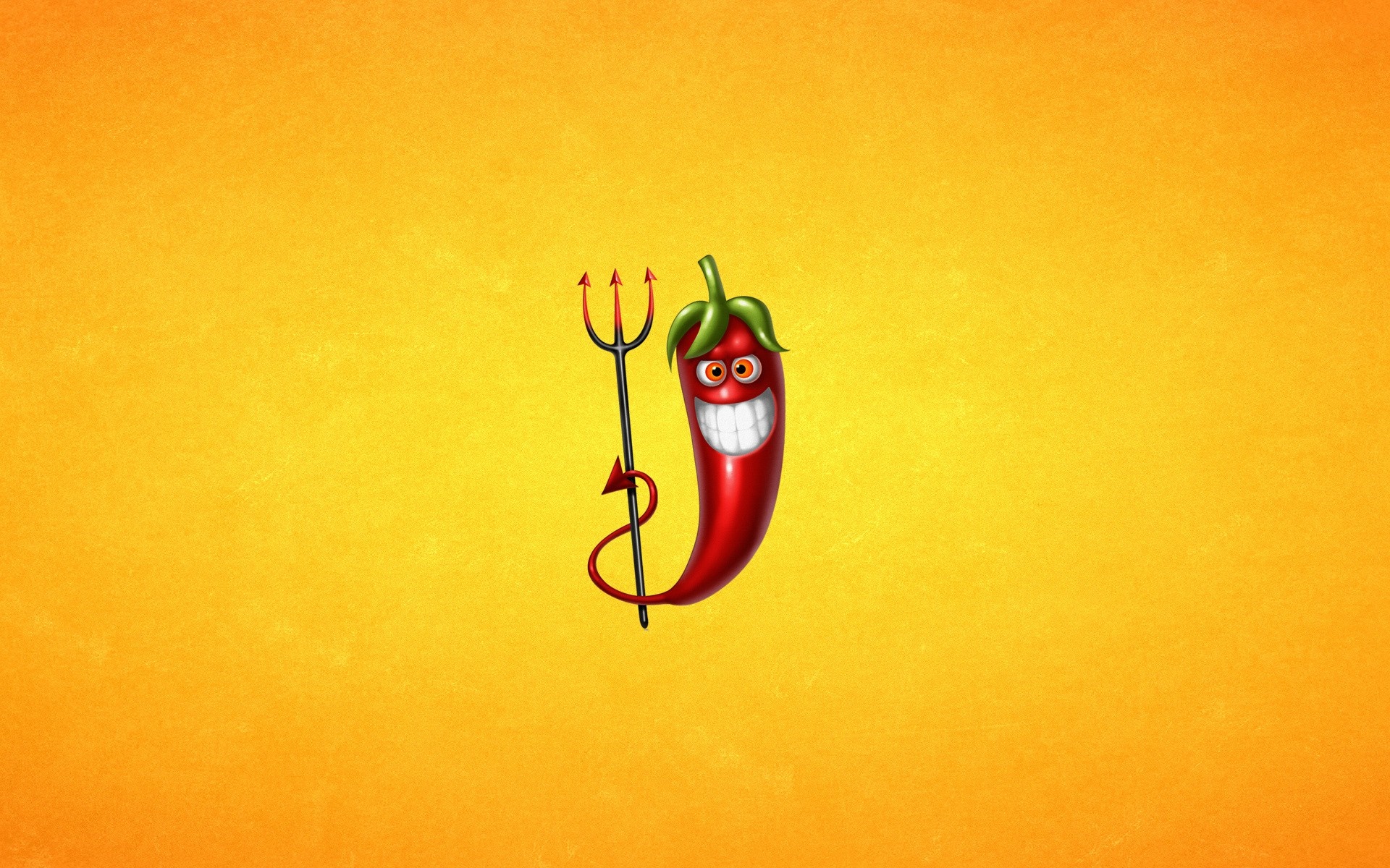 Devil chili pepper with pitchfork HD Wallpaper