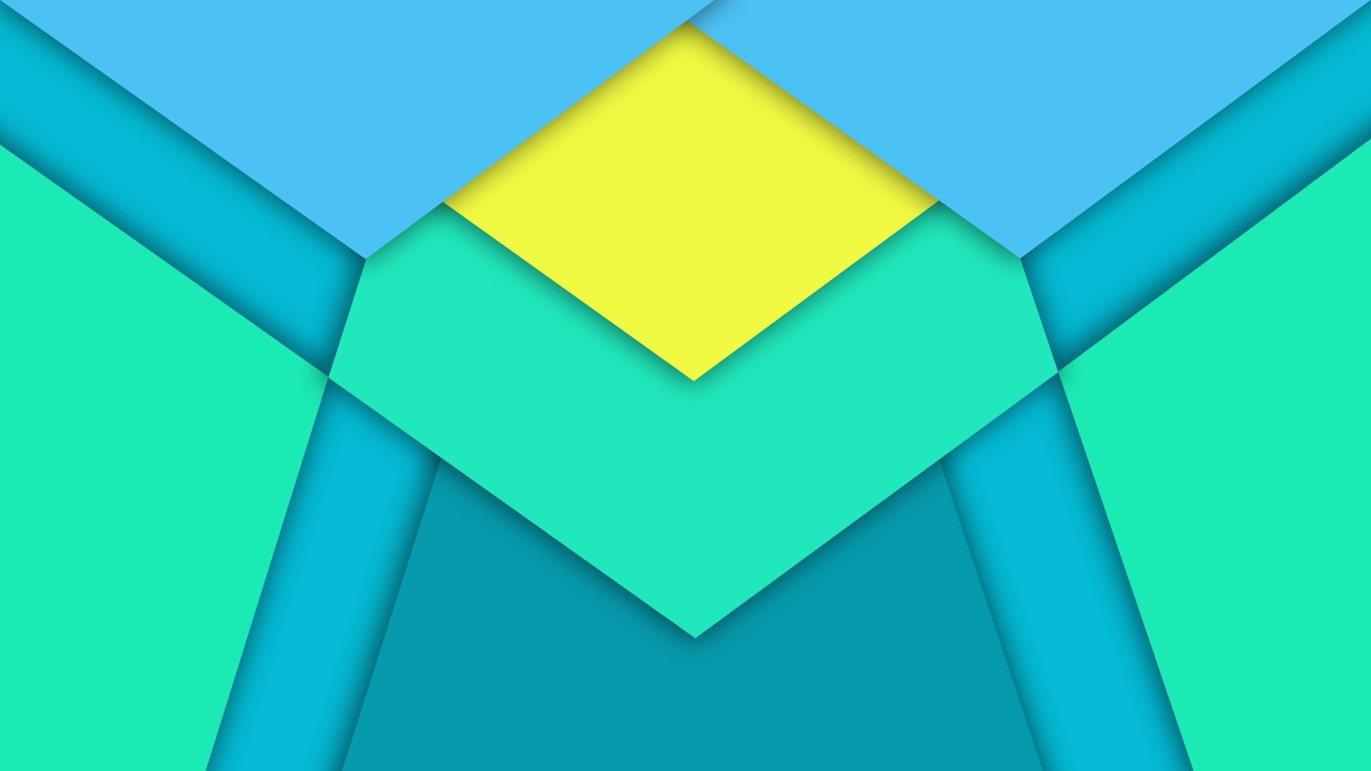 Abstract geometric shapes in blue, green, and yellow HD Wallpaper