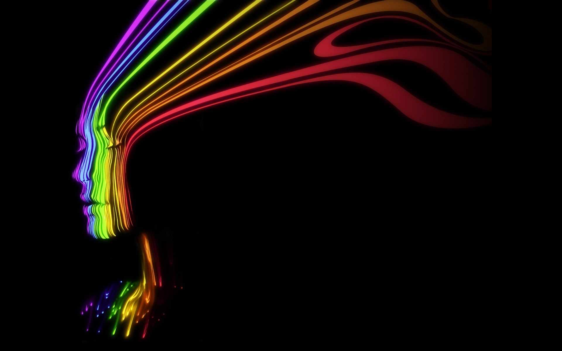 Abstract rainbow lines forming a profile and hand HD Wallpaper