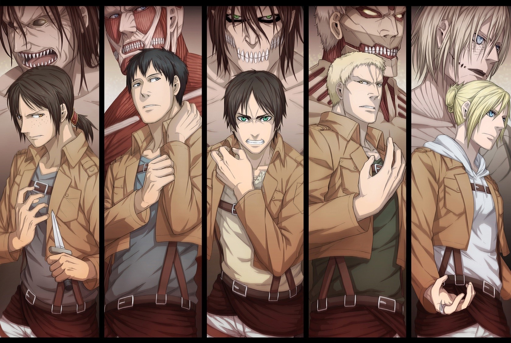 Attack on Titan characters and Titans HD Wallpaper