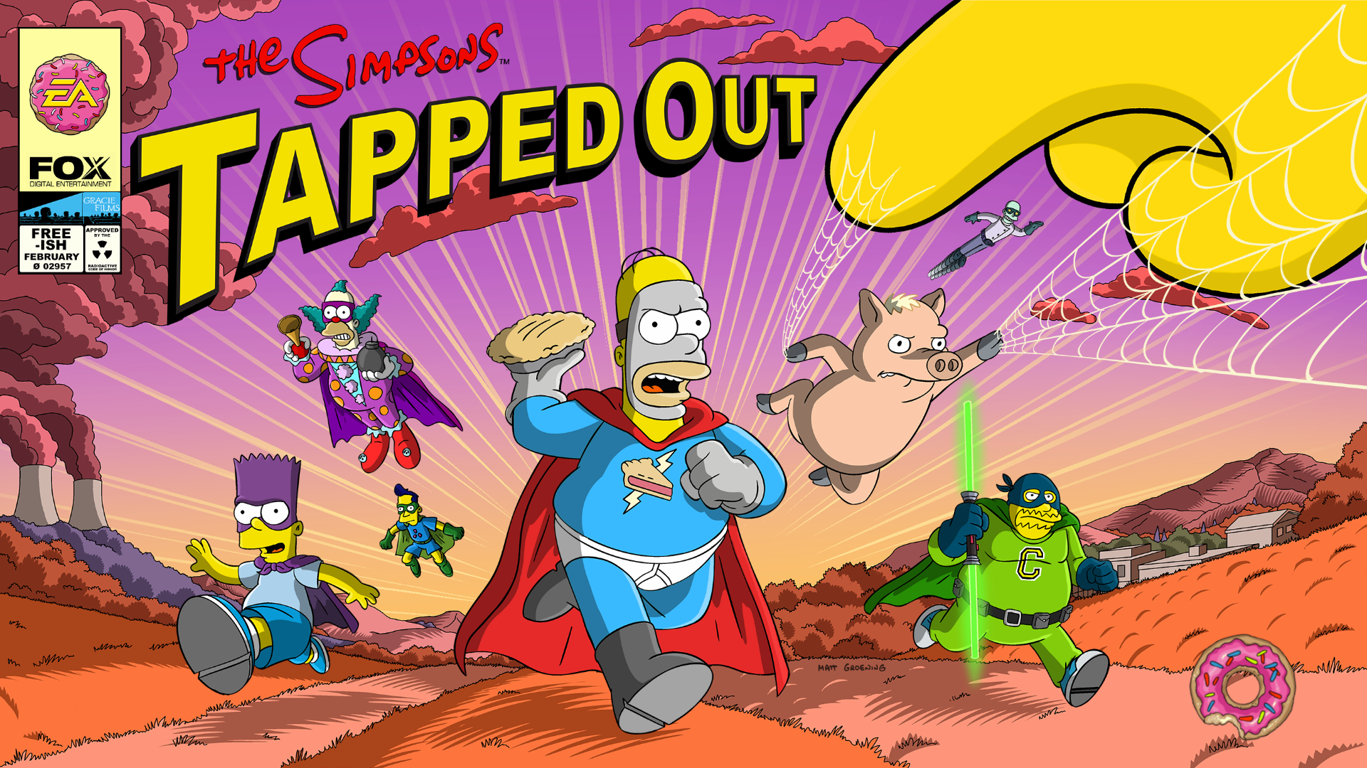 The Simpsons Tapped Out Superhero Chase HD Wallpaper
