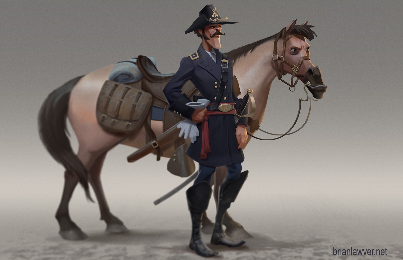 Soldier with a horse HD Wallpaper