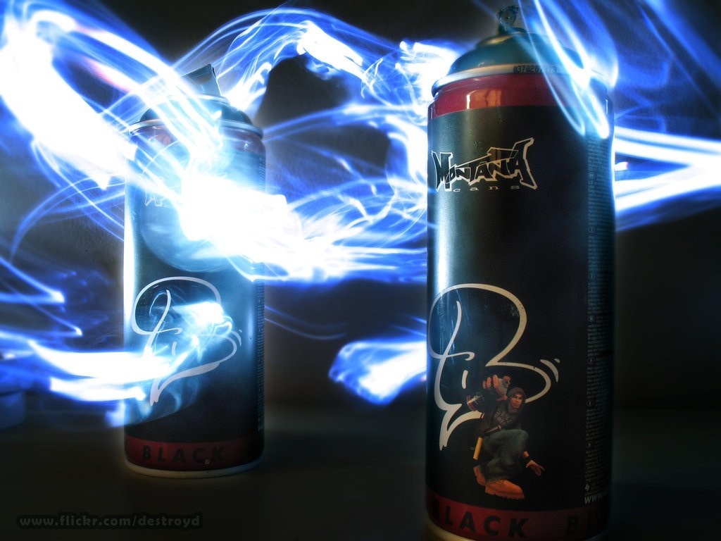 Montana Cans spray paint cans with light painting HD Wallpaper