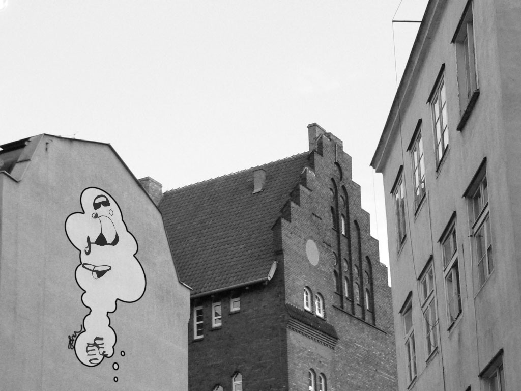 Graffiti on a building facade with brick architecture HD Wallpaper