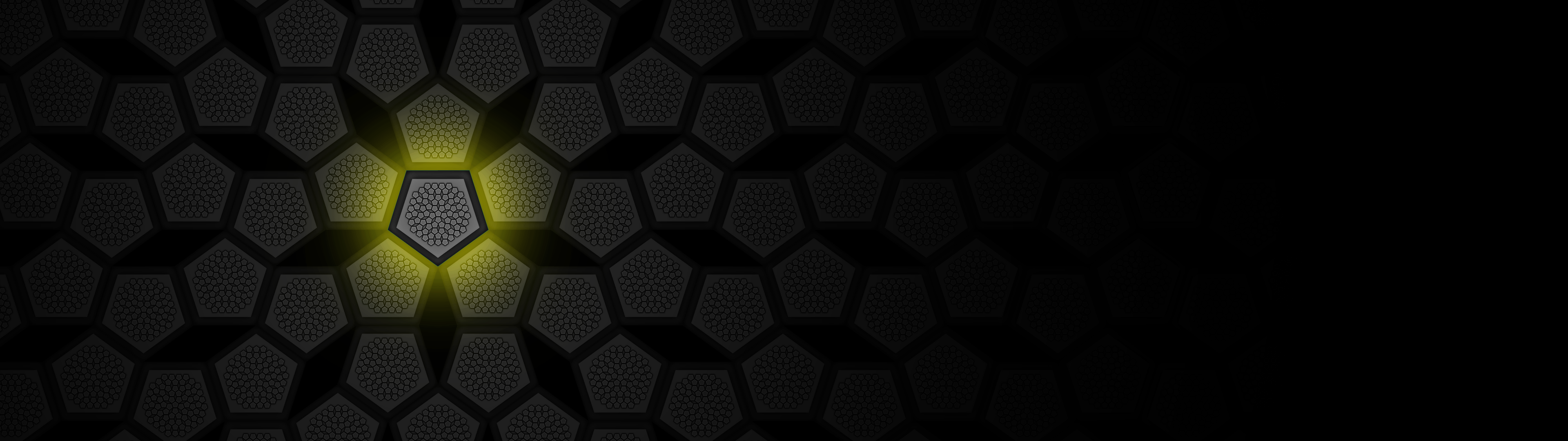Abstract pentagonal pattern with selective yellow lighting HD Wallpaper