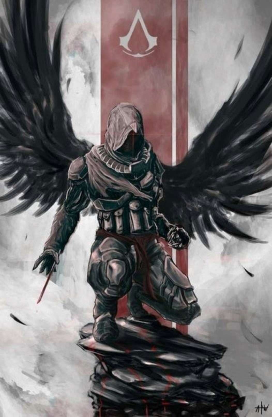 Assassin's Creed character with black wings HD Wallpaper