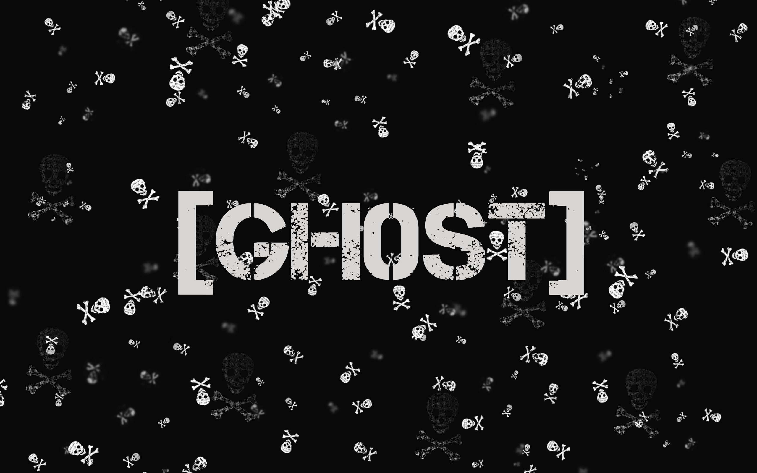 [GHOST] text with skull and crossbones HD Wallpaper