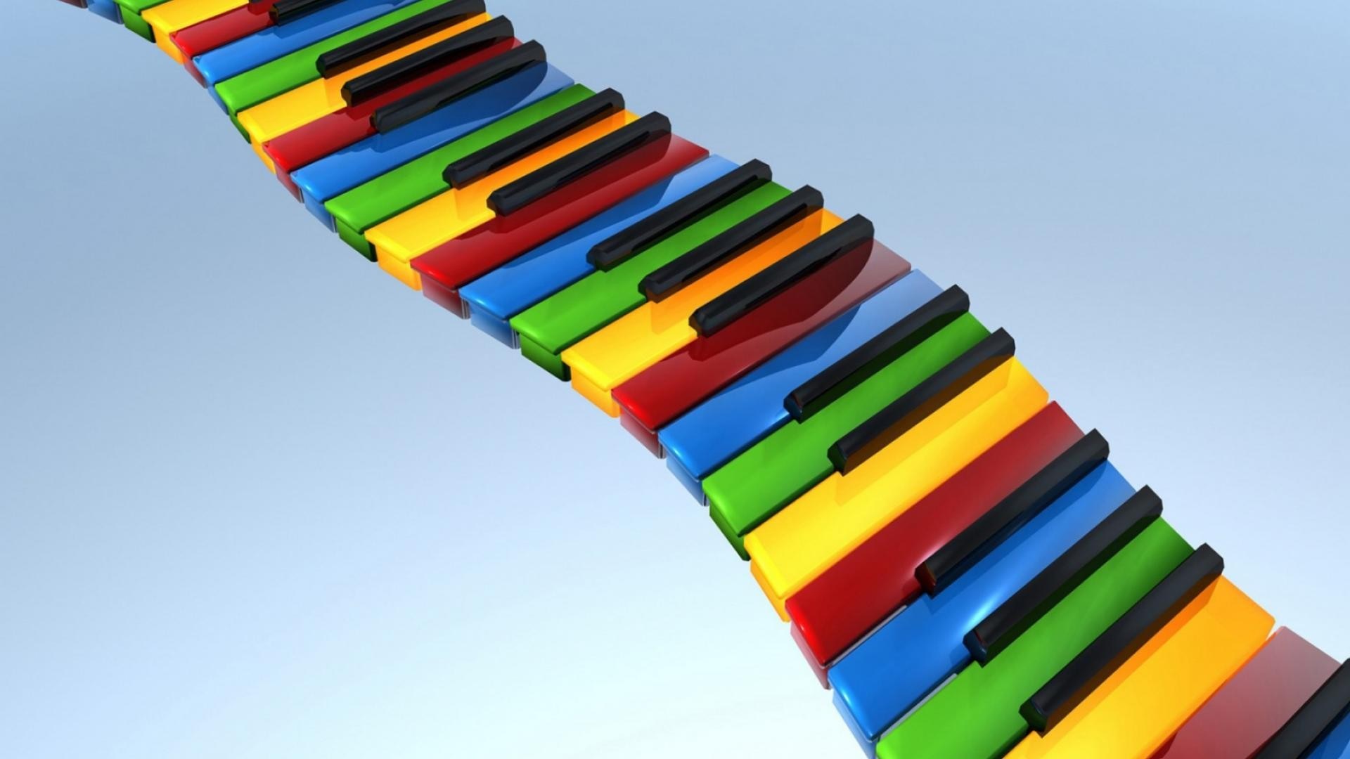 Colorful piano keyboard keys on a blue background HD Wallpaper