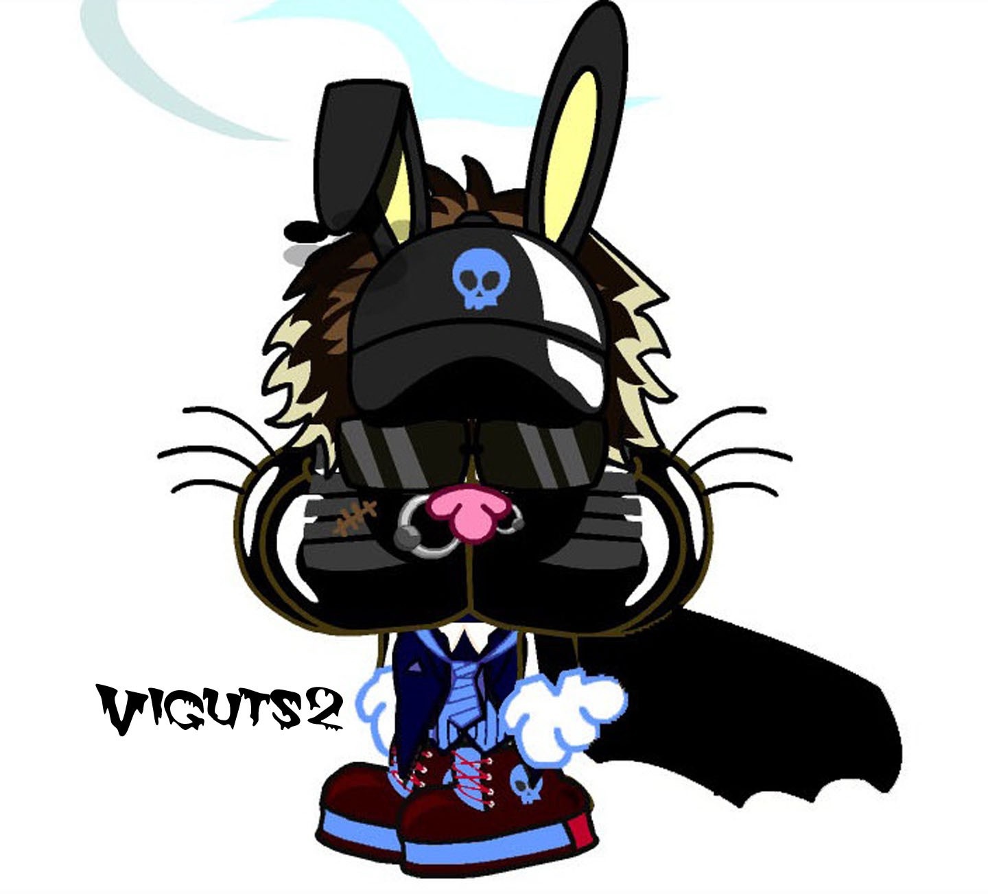 Cartoon rabbit character with skull cap and cape HD Wallpaper