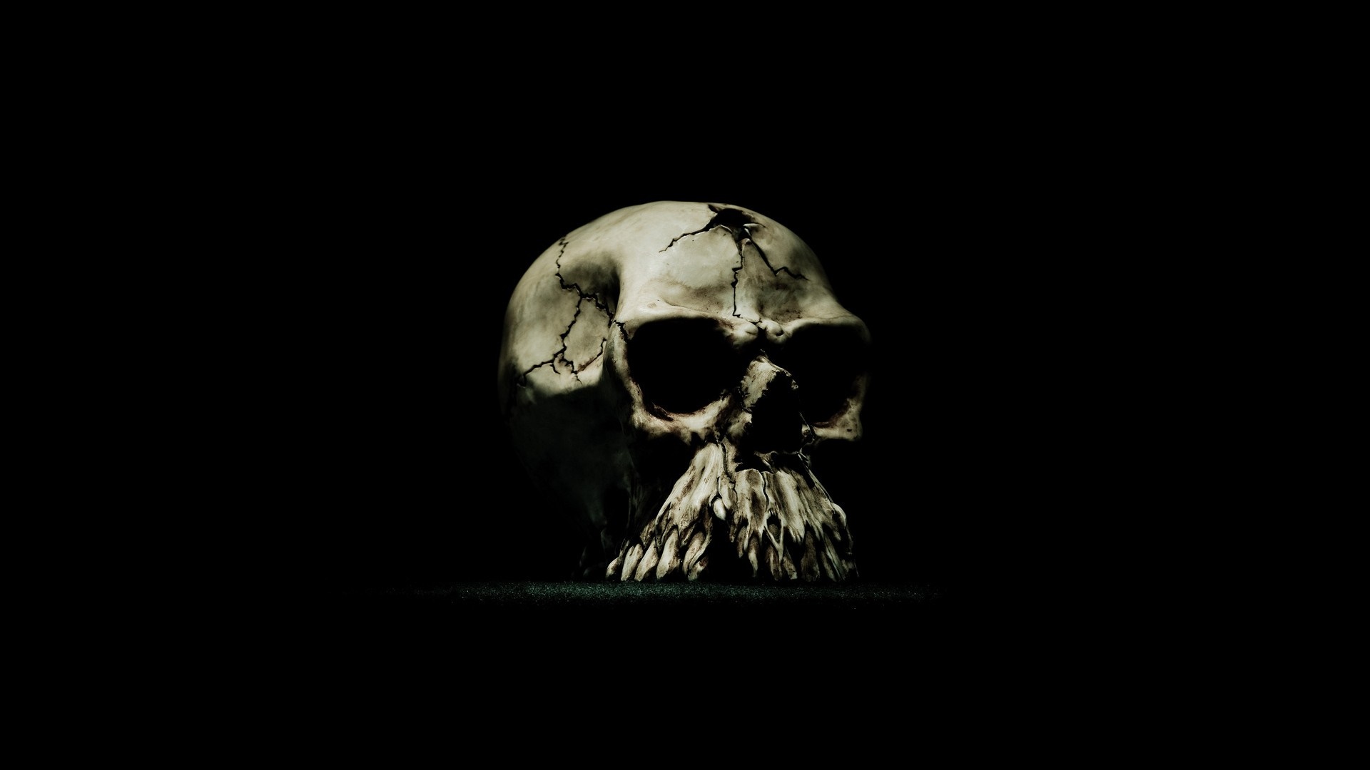 Cracked human skull on a black background HD Wallpaper
