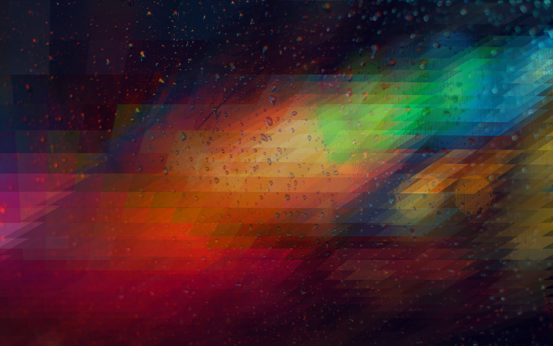 Abstract geometric digital art with water drops HD Wallpaper