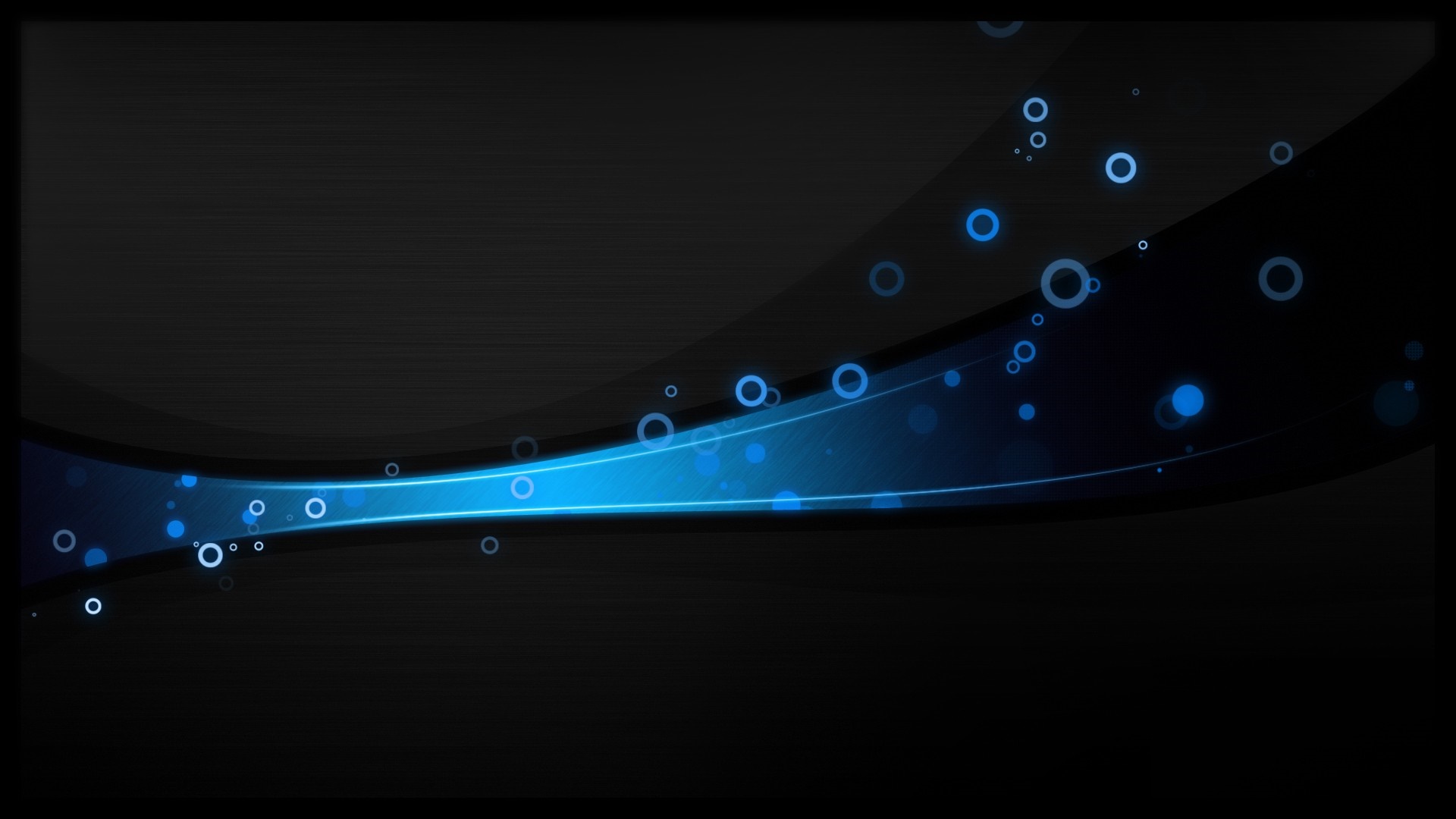 Abstract blue waves and circles on black background HD Wallpaper