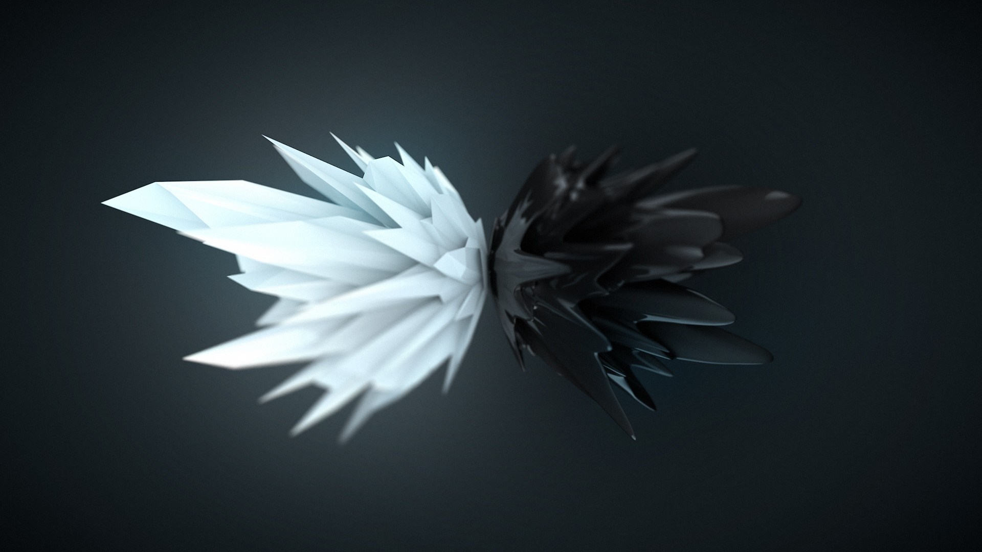 Abstract black and white crystalline shapes HD Wallpaper