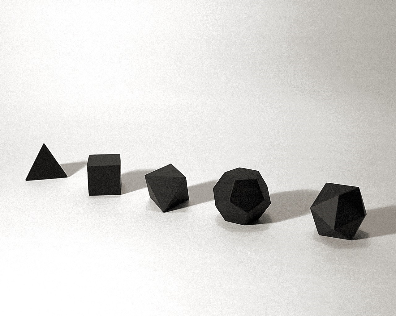 Five geometric shapes on a white surface HD Wallpaper