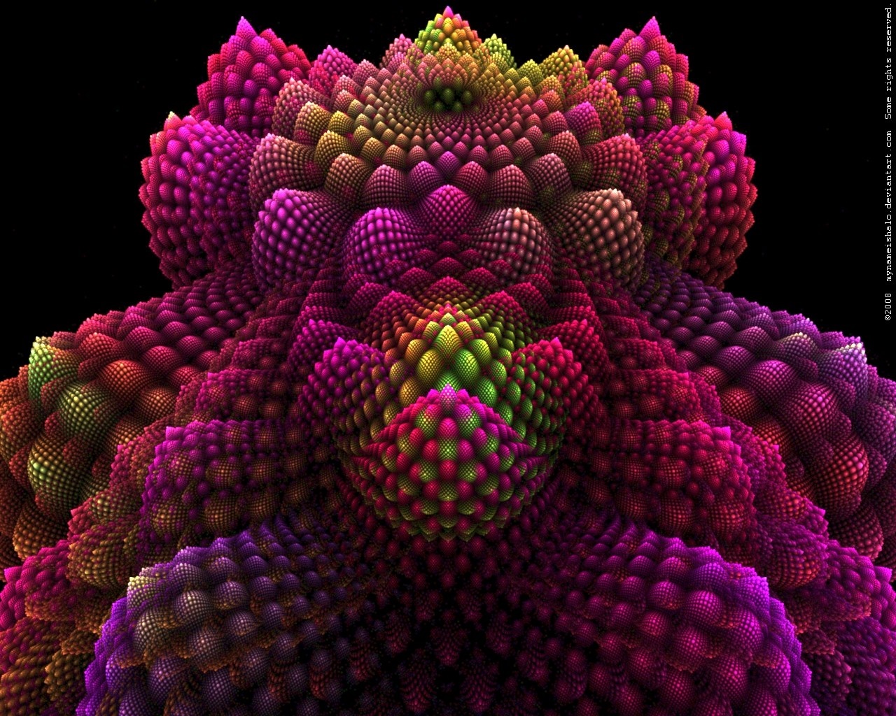 Abstract fractal art with purple and pink colors HD Wallpaper