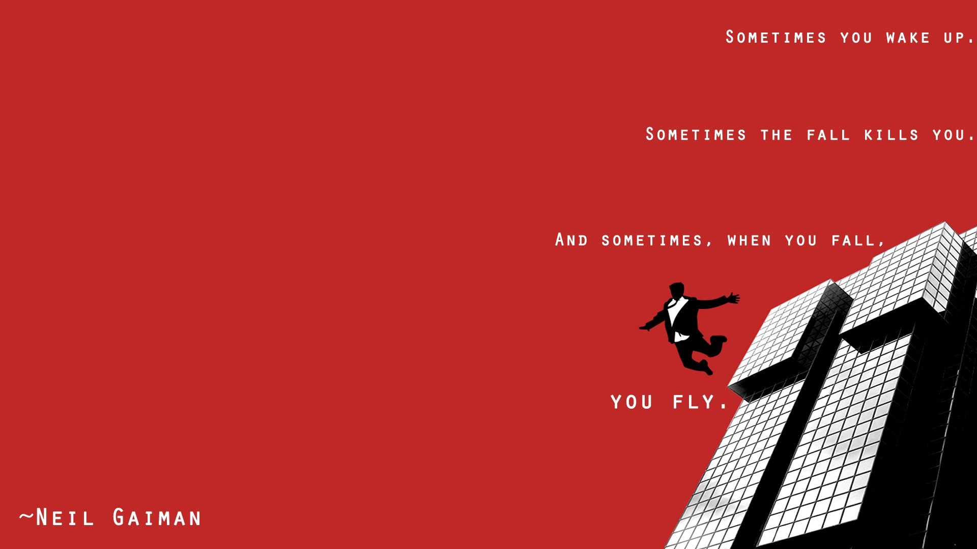 Neil Gaiman quote about falling and flying HD Wallpaper
