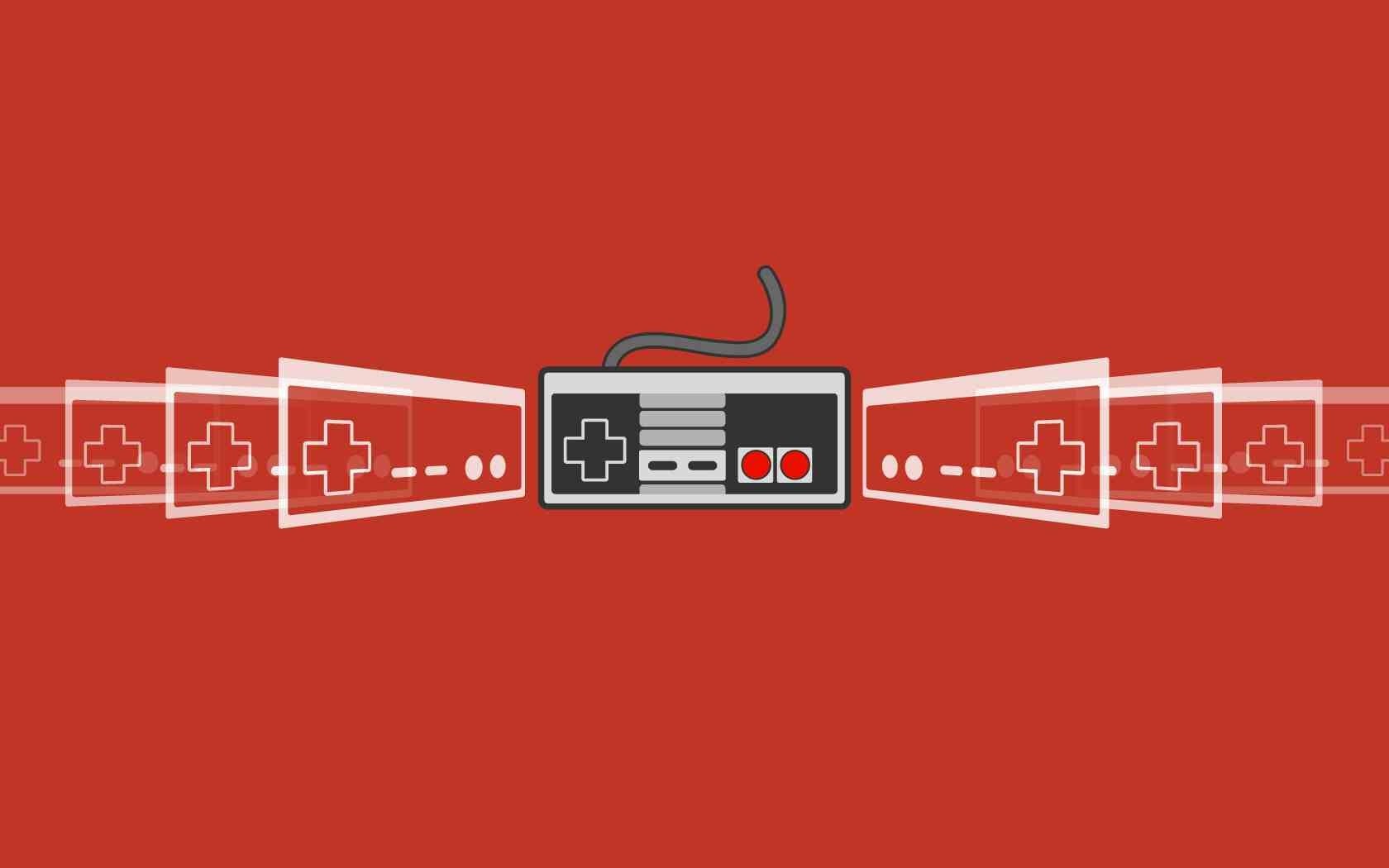 NES controller with repeating game icons HD Wallpaper
