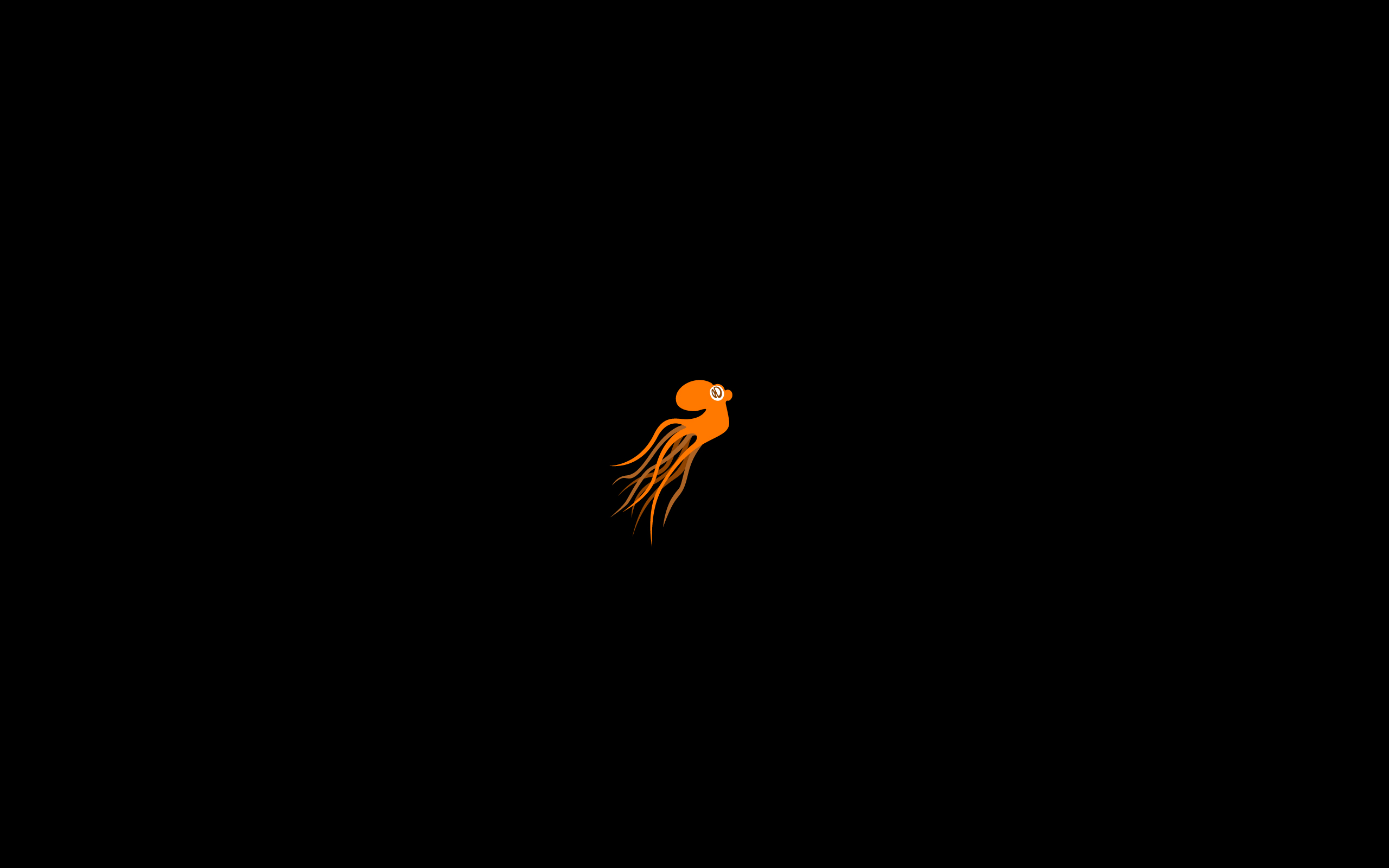 Orange squid-like creature on black background HD Wallpaper