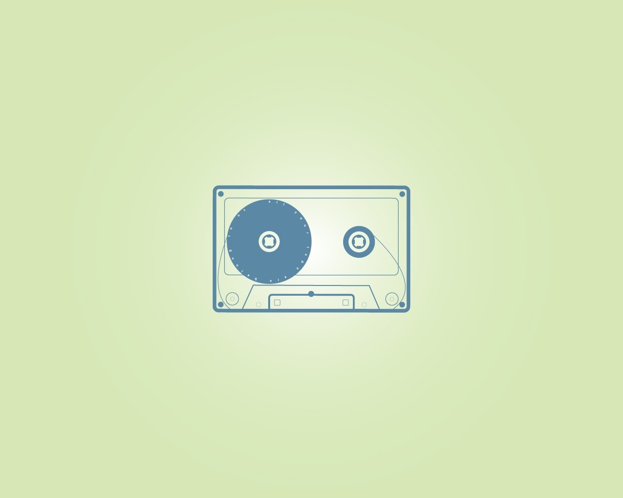 Minimalist blue cassette tape logo on light green background HD Wallpaper