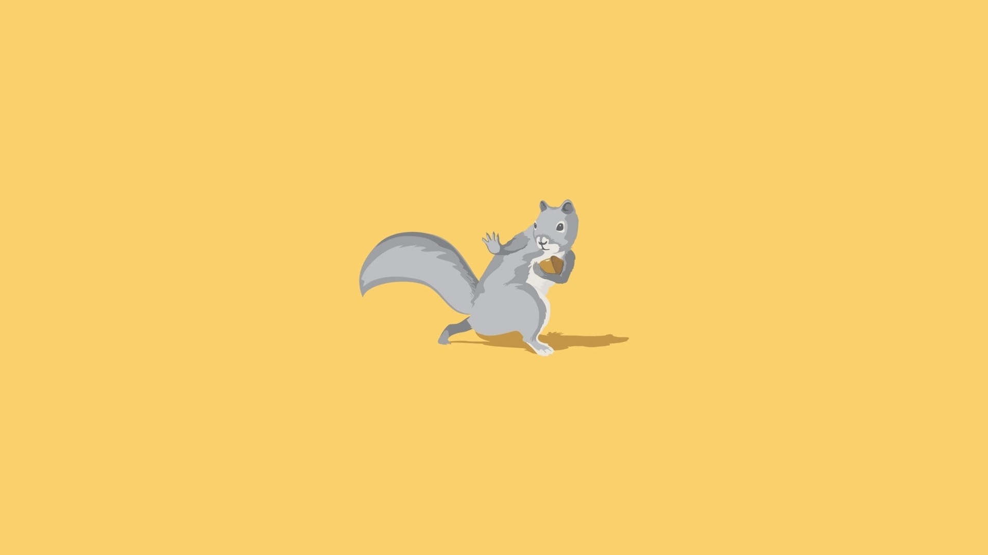 Minimalist illustration of a squirrel holding a nut HD Wallpaper