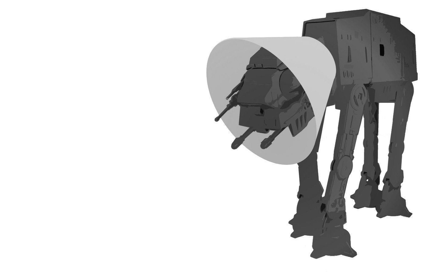 AT-AT Walker with a cone around its head HD Wallpaper