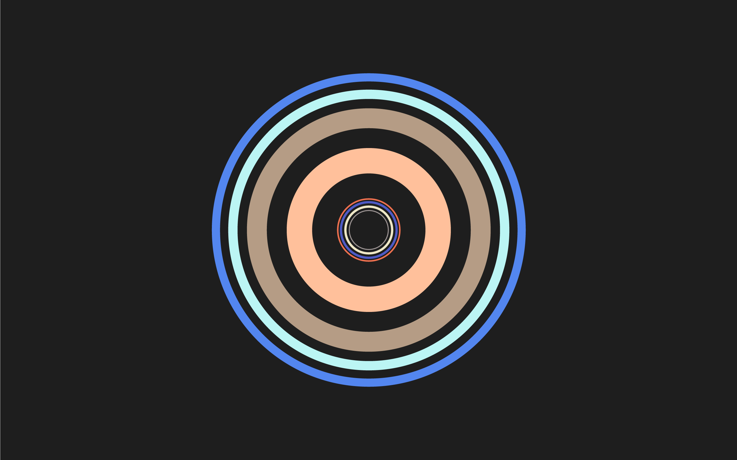 Concentric circles with multiple colors on a black background HD Wallpaper