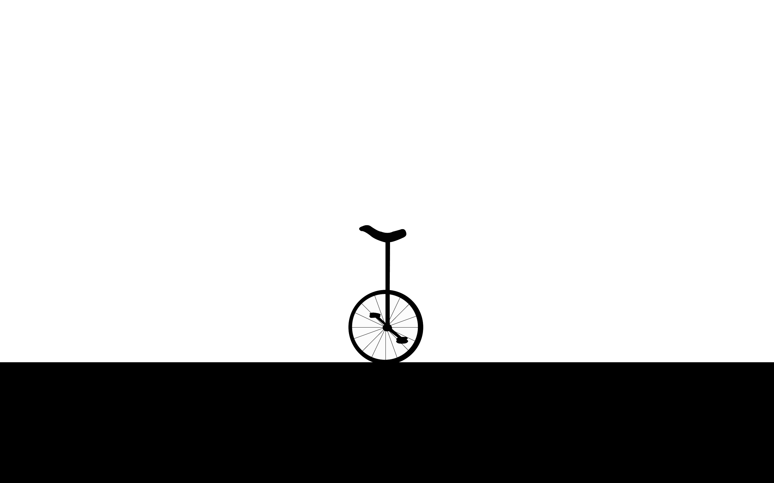 Minimalist black unicycle on white and black background HD Wallpaper