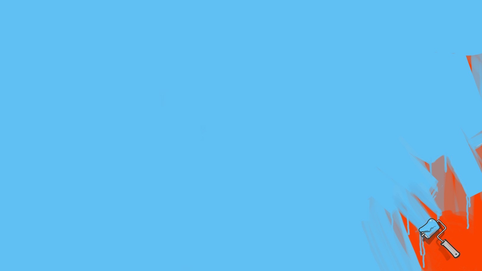 Painting a blue sky over an orange background HD Wallpaper