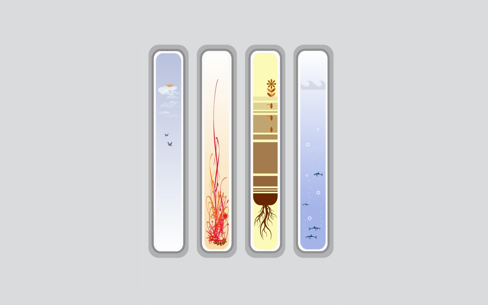 Four abstract vertical banners with nature themes HD Wallpaper