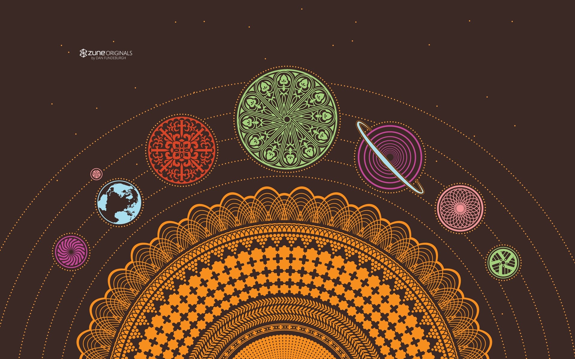 Zune Originals by Dan Funderburgh Solar System Illustration HD Wallpaper