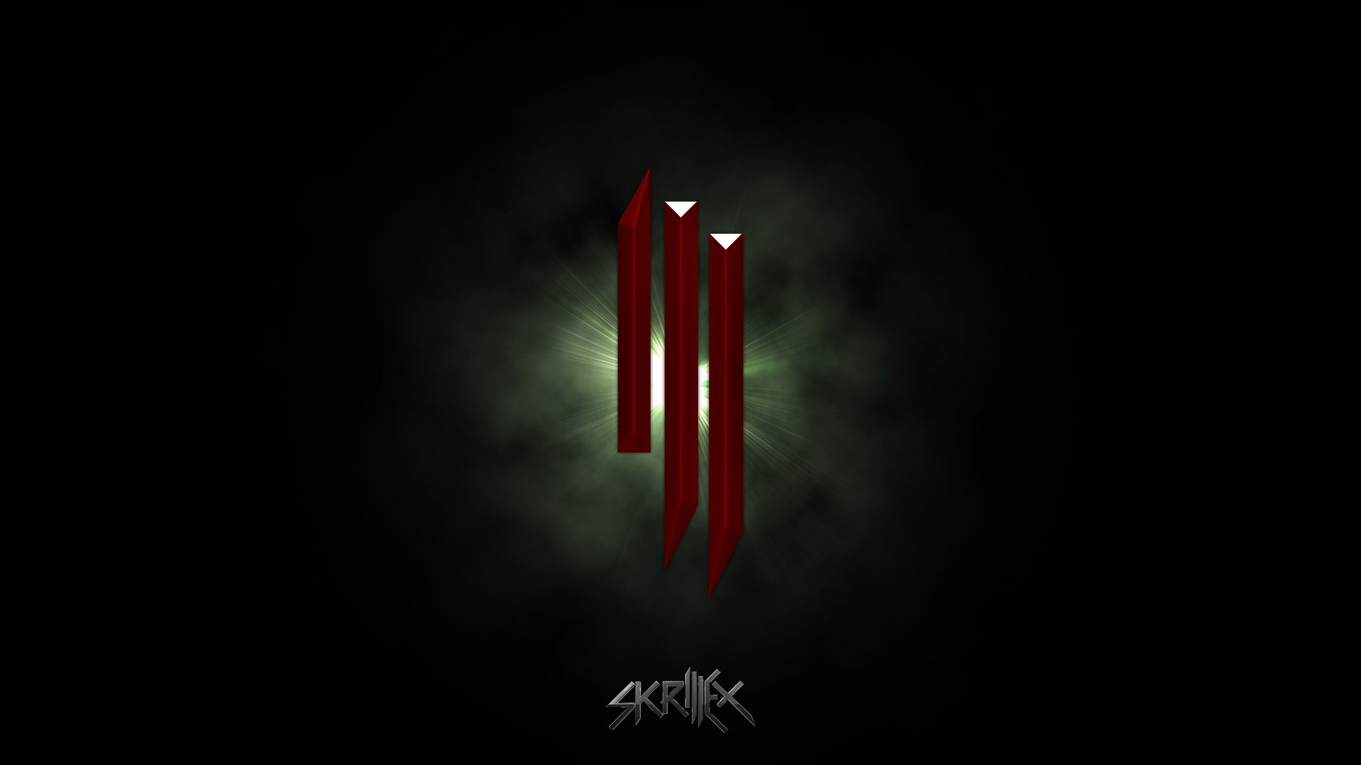 Skrillex logo with red spikes and light burst HD Wallpaper