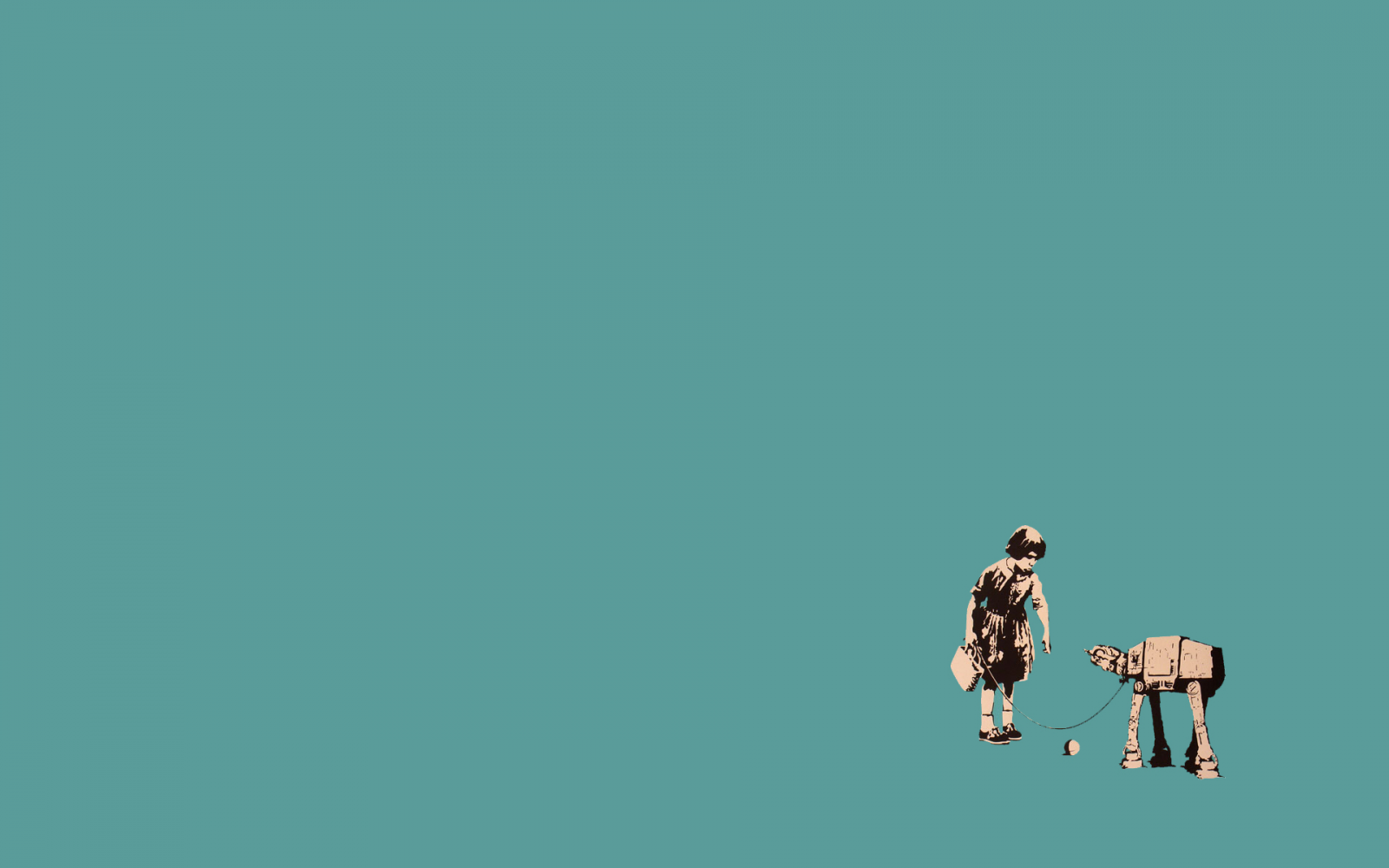 Girl walking an AT-AT walker HD Wallpaper