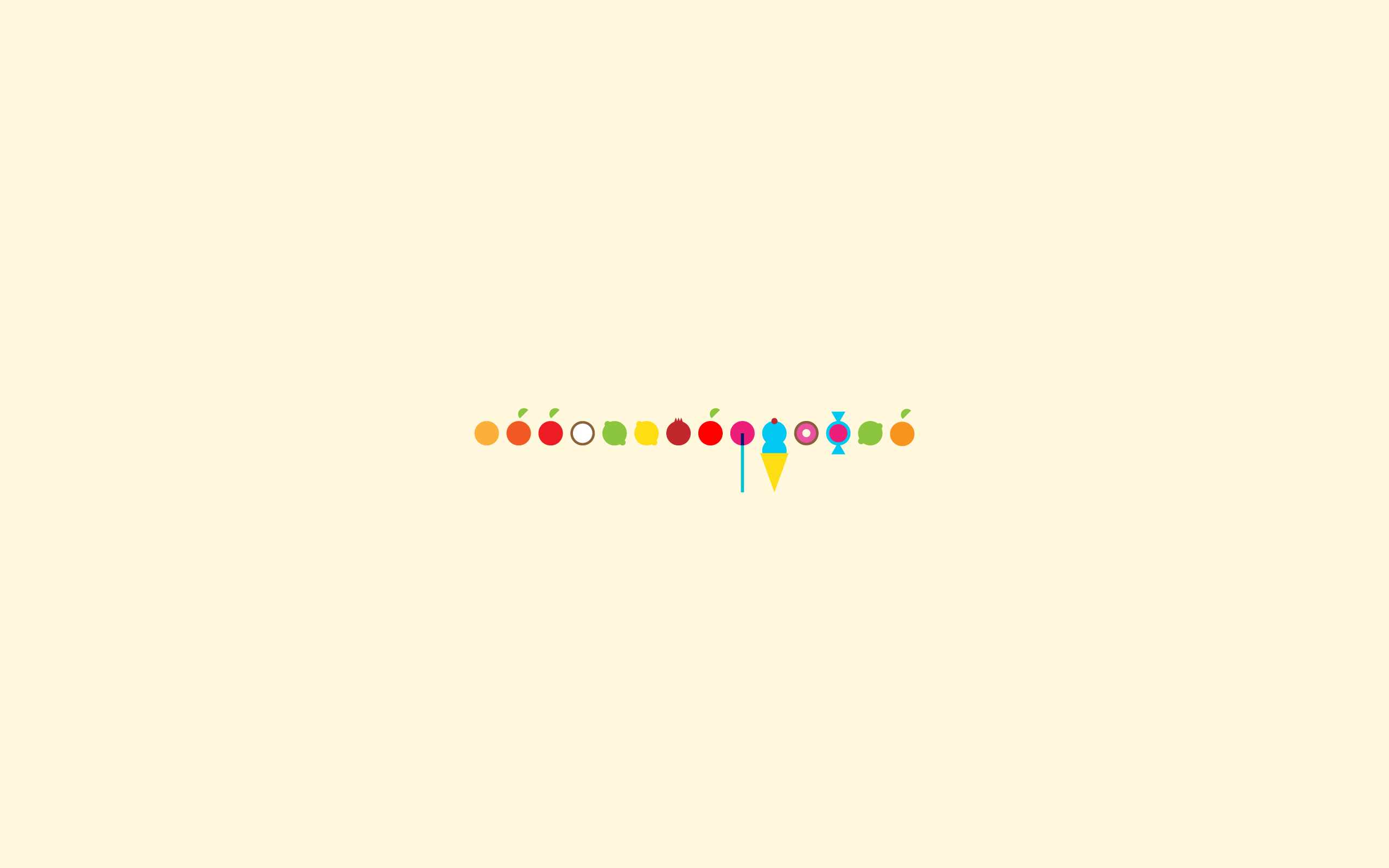 Minimalist fruits and candies line HD Wallpaper