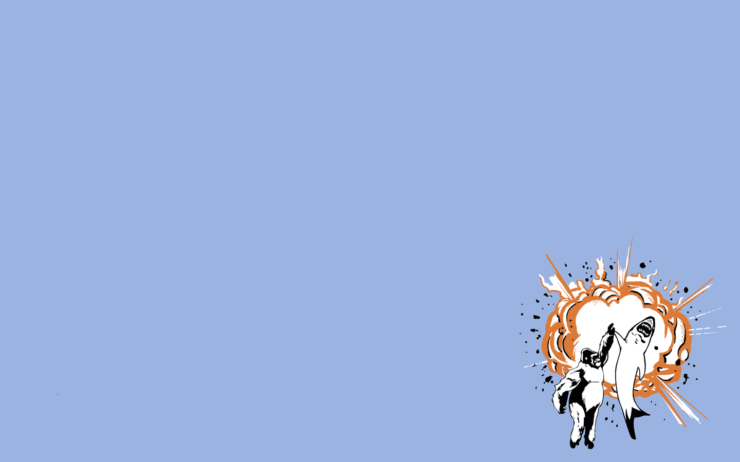 Illustration of a person fighting a shark with an explosion HD Wallpaper