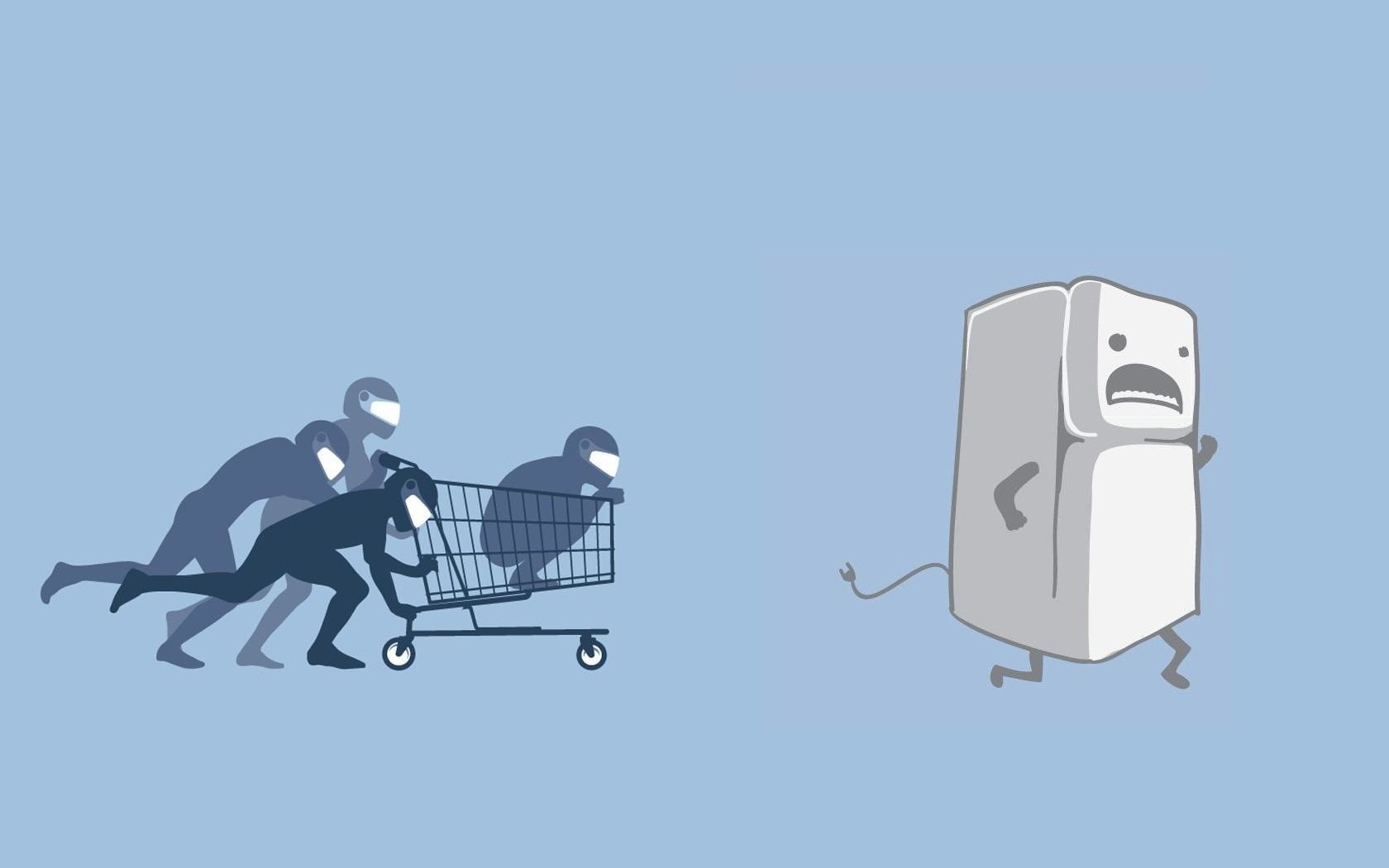 Cartoon characters chasing a refrigerator HD Wallpaper