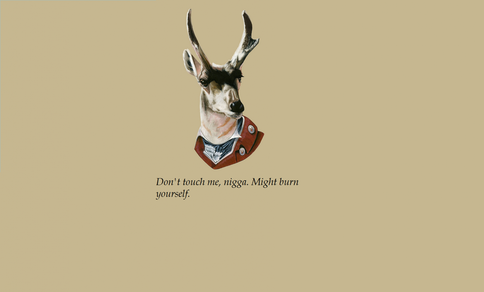 Deer in a red jacket with a quote HD Wallpaper