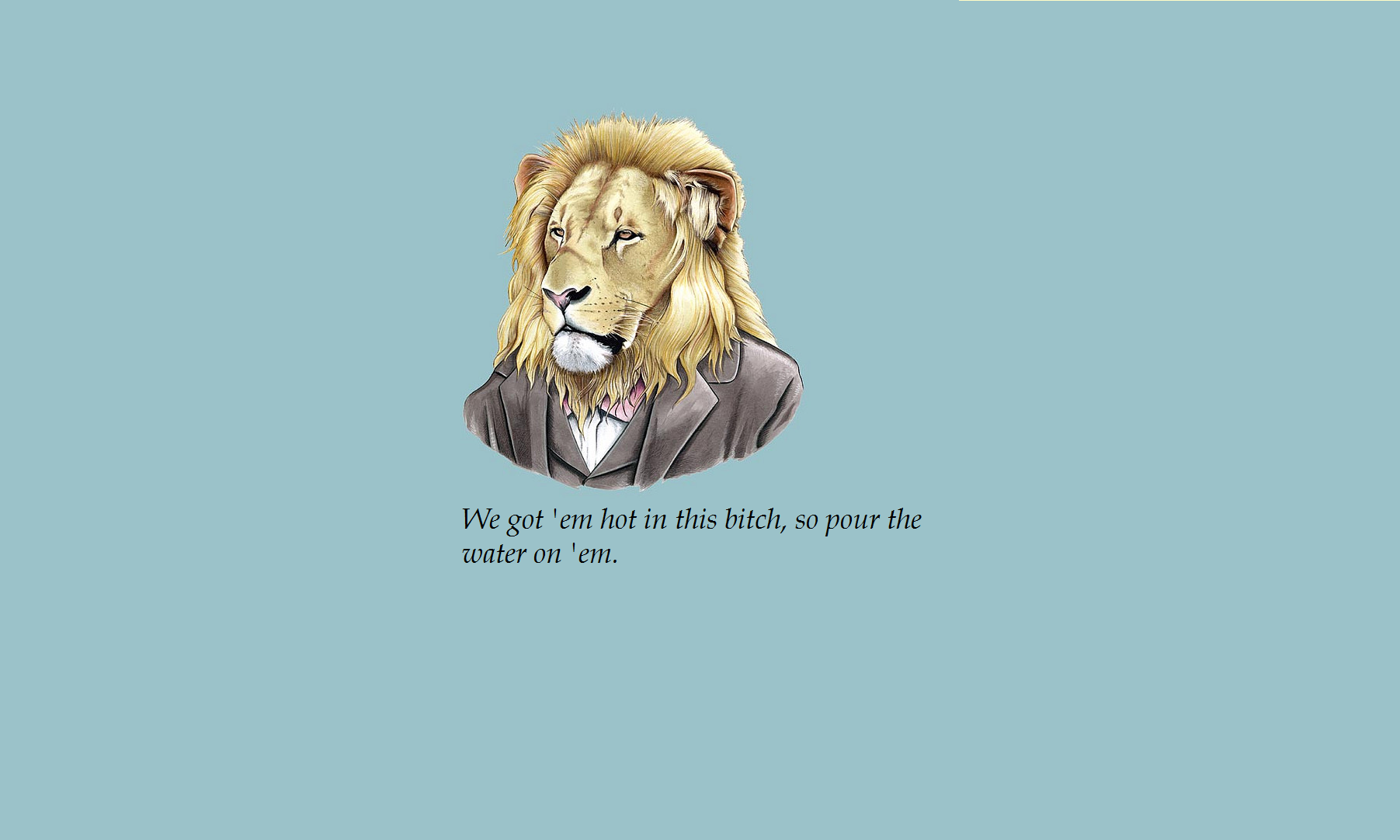 Lion in a suit with a quote HD Wallpaper