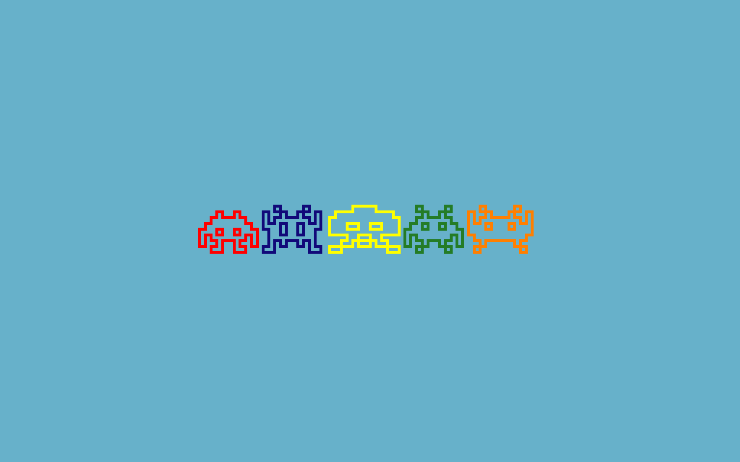 Space Invaders pixel art in multiple colors HD Wallpaper