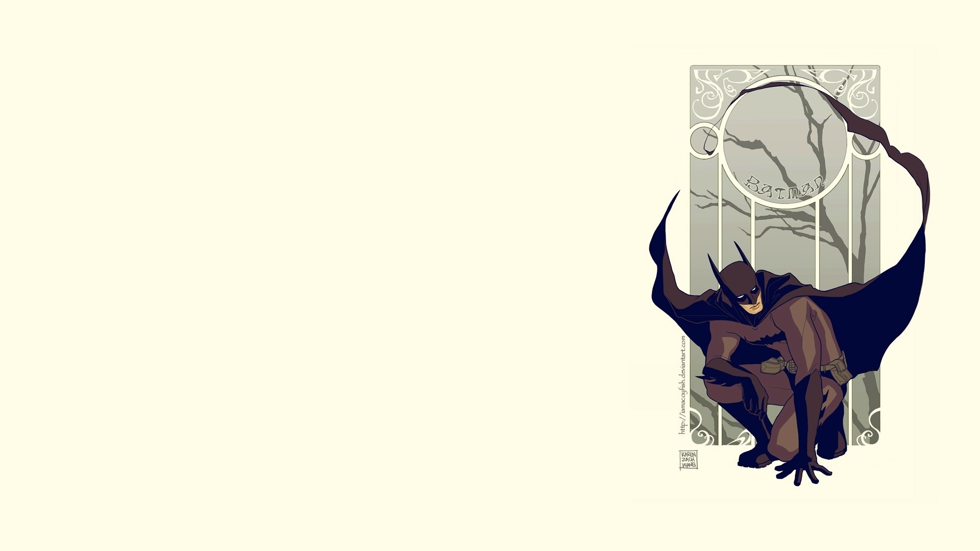 Batman illustration in Art Nouveau style HD Wallpaper