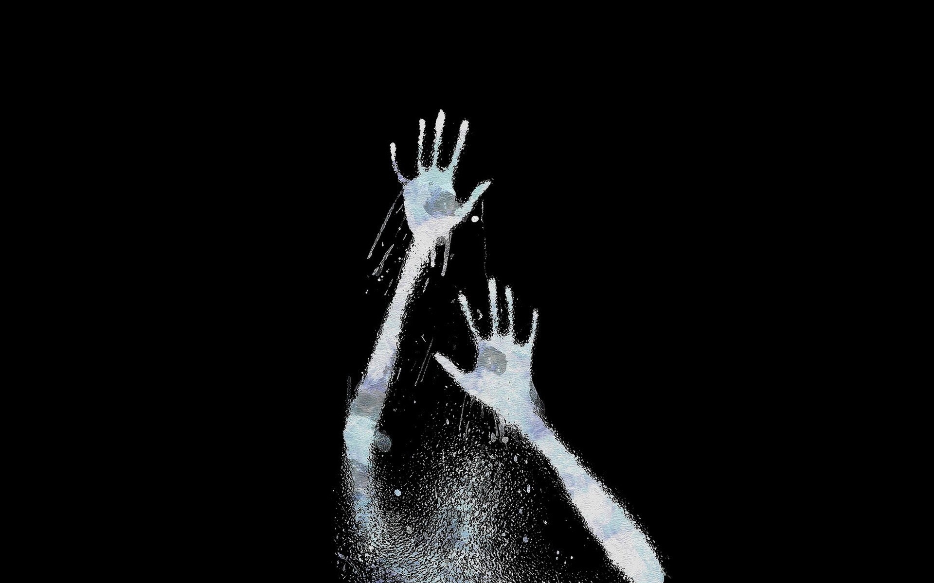 Abstract white hands reaching up from darkness HD Wallpaper