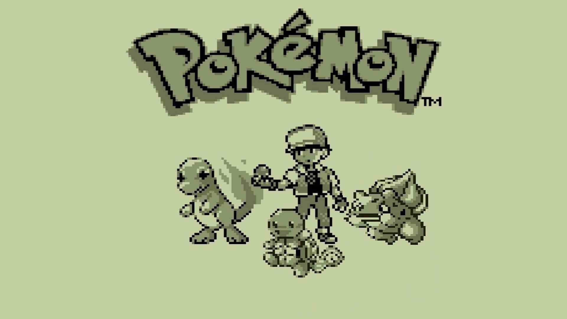 Pokemon title screen with starter Pokemon and trainer HD Wallpaper