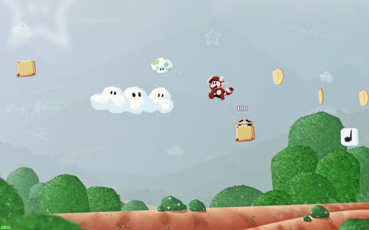 Mario from Super Mario Bros. jumping in a video game HD Wallpaper