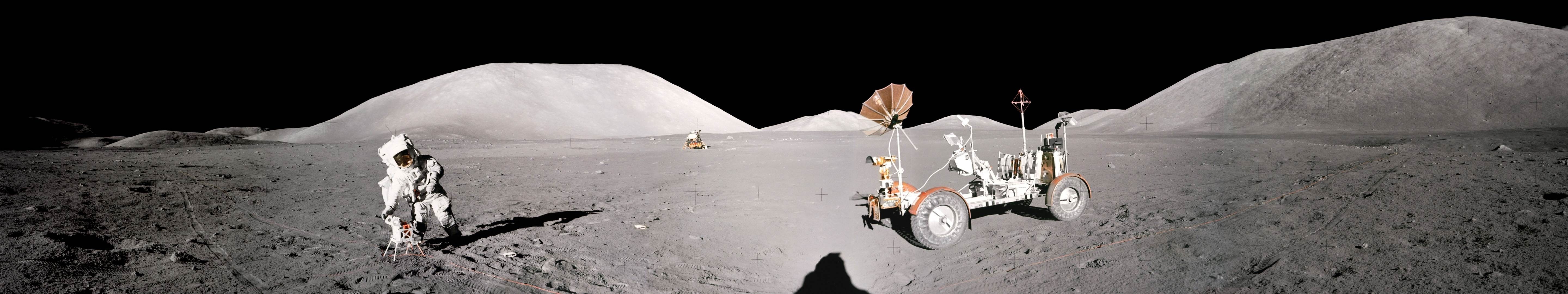 Astronaut and Lunar Rover on the Moon HD Wallpaper