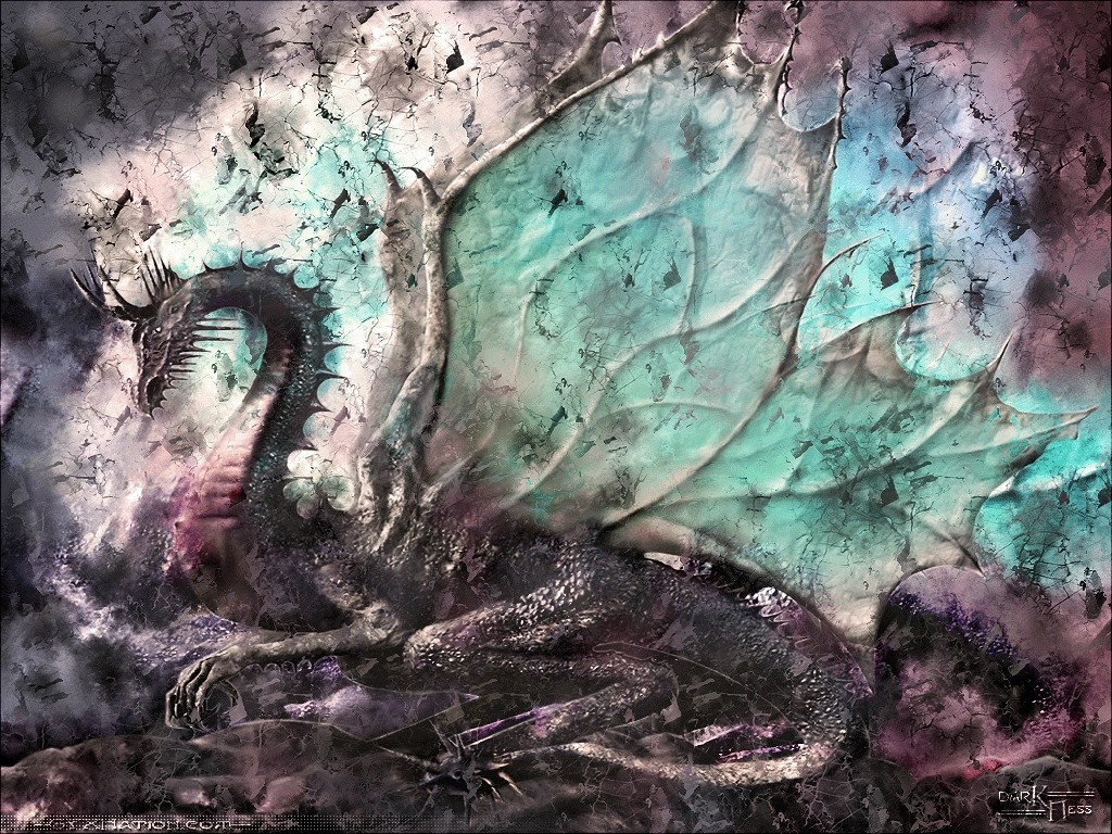 Dragon with textured wings and dark effects HD Wallpaper